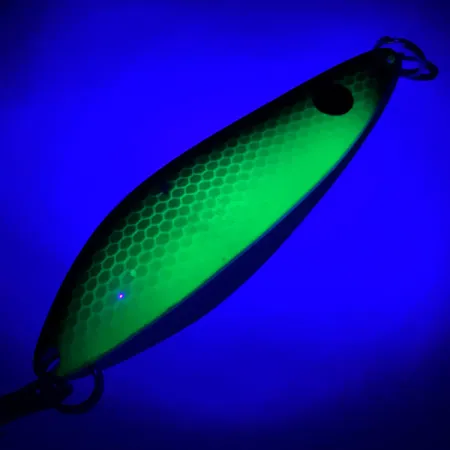 Vintage Red Eye Lures The Perfect Minnow UV, 1/2oz Green / Black / White Pearl fishing spoon #5962