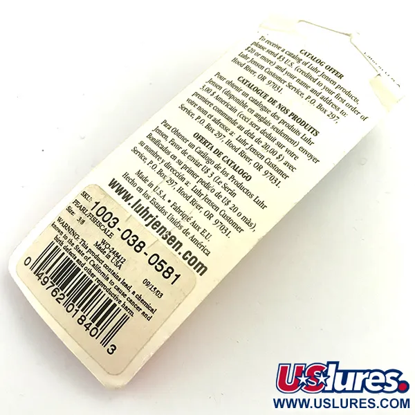  Luhr Jensen Krocodile Die #3, 1/2oz White Pearl / Hologram White Pink fishing spoon #5970