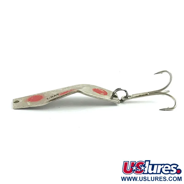 Vintage  Z-RAY Lures Z-Ray, 1/4oz Nickel / Red fishing spoon #5976