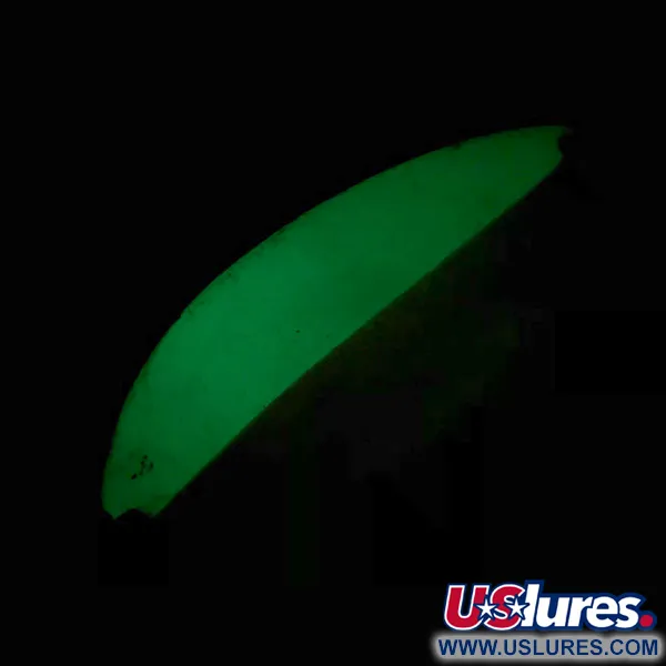 Vintage Seneca Little Cleo (Hula Girl) Glow, 1/2oz White / Orange / Nickel fishing spoon #5978