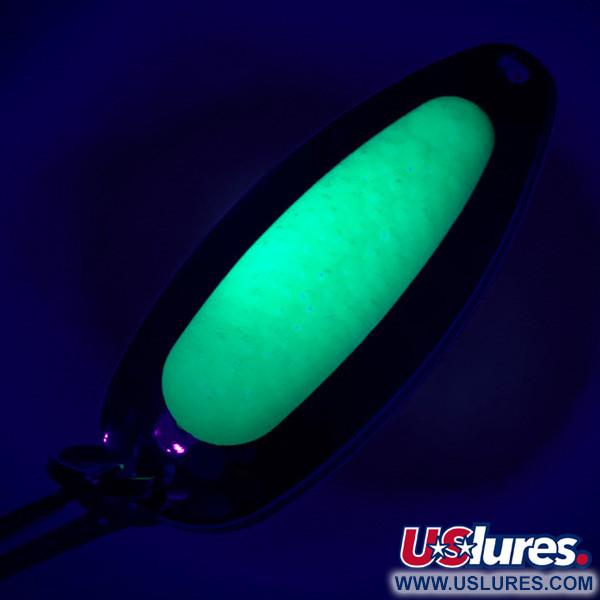 Vintage   Blue Fox Pixee UV, 1/2oz Hammered Nickel / Green fishing spoon #5984