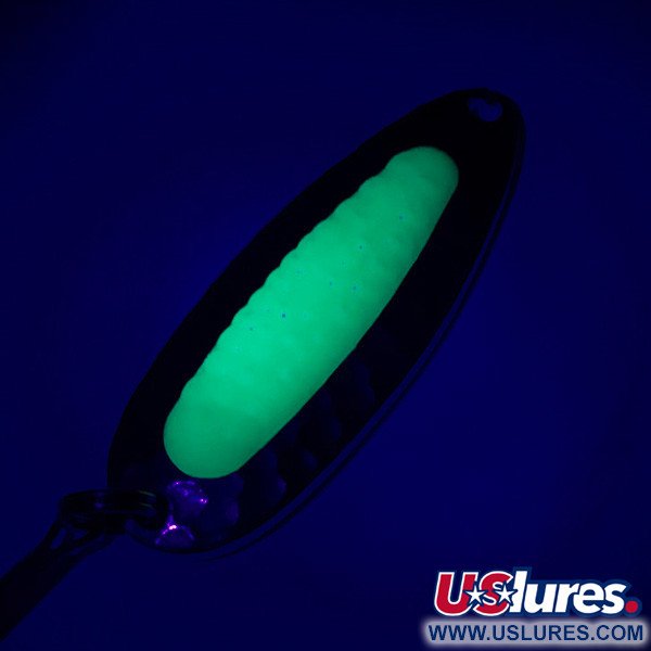 Vintage   Blue Fox Pixee UV, 1/4oz Hammered Nickel / Green fishing spoon #5986
