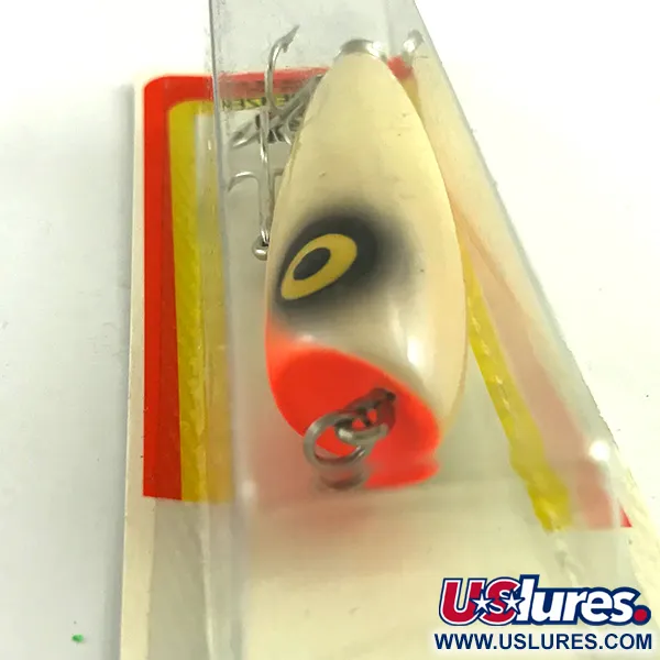   Luhr Jensen P.J.POP Wooden Hand-made lure, 3/5oz White Pearl with Purple Tint / Orange fishing lure #6046