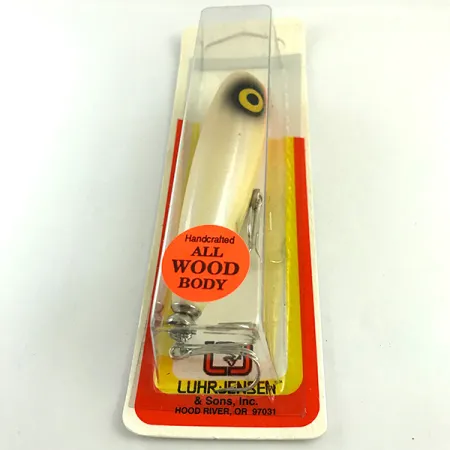 Luhr Jensen P.J.POP Wooden Hand-made lure, 3/5oz White Pearl with Purple Tint / Orange fishing lure #6046