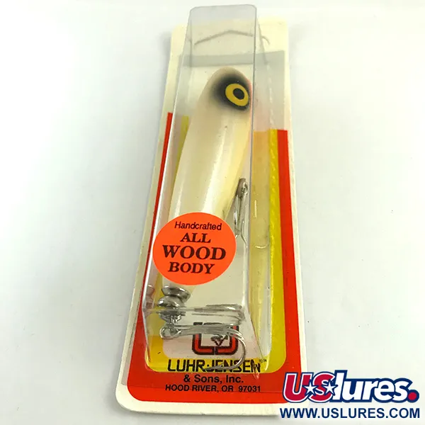   Luhr Jensen P.J.POP Wooden Hand-made lure, 3/5oz White Pearl with Purple Tint / Orange fishing lure #6046