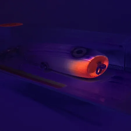 Luhr Jensen P.J.POP Wooden Hand-made lure, 3/5oz White Pearl with Purple Tint / Orange fishing lure #6046