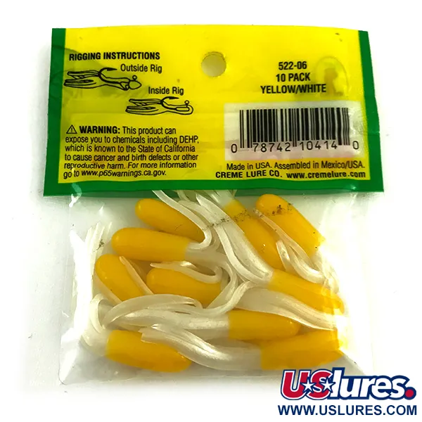 Creme Mini Tail soft bait, Yellow / White fishing #6050