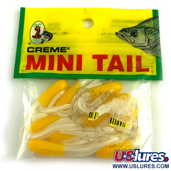  Creme Lure Co Creme Mini Tail soft bait,  Yellow / White fishing #6050