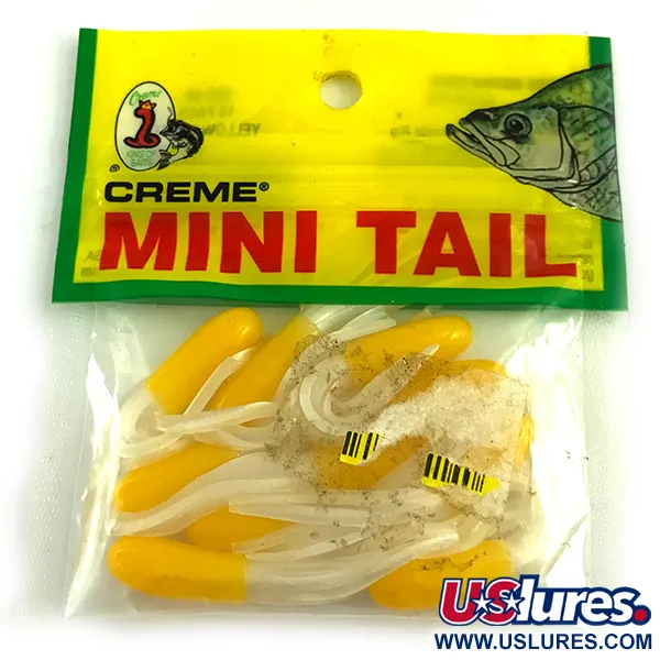 Creme Mini Tail soft bait, Yellow / White fishing #6050