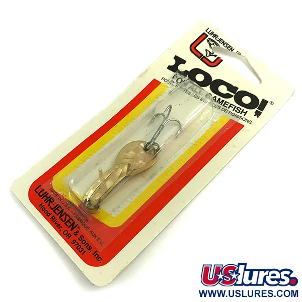 Vintage Luhr Jensen Loco 1, 1/8oz Gold fishing spoon #6052