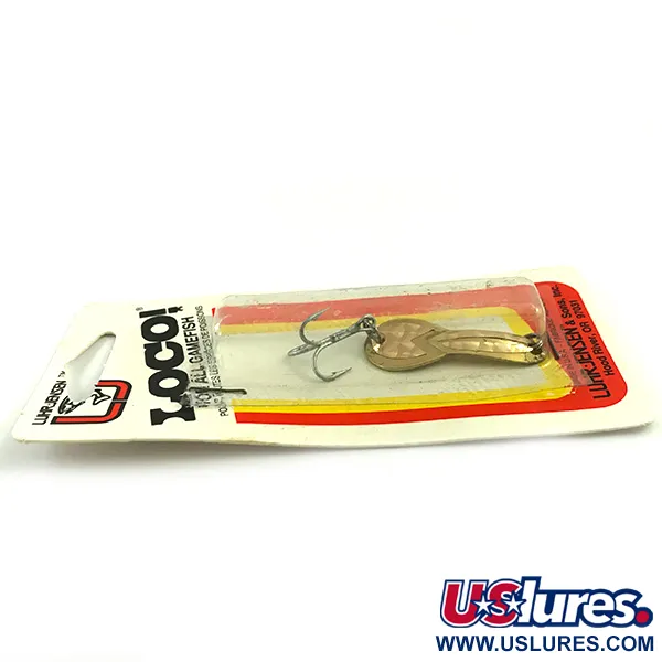 Vintage Luhr Jensen Loco 1, 1/8oz Gold fishing spoon #6052