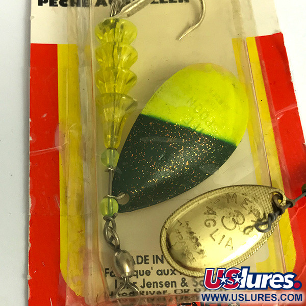   Luhr Jensen Tee Spoon, 1/2oz Green / Fluorescent Yellow Glow in UV light, Fluorescent spinning lure #6069