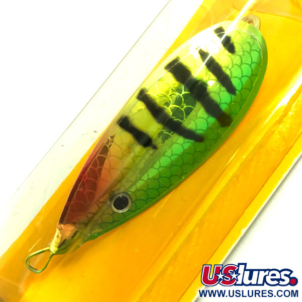   Weedless Johnson Silver Minnow, 1/2oz Rainbow Perch fishing spoon #6071