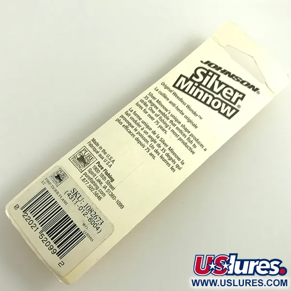 Vintage   Weedless Johnson Silver Minnow UV, 1/2oz Rainbow Perch fishing spoon #6101