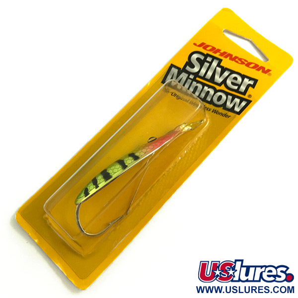   Weedless Johnson Silver Minnow, 1/2oz Rainbow Perch fishing spoon #6071