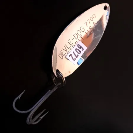 Vintage Eppinger Dardevle Devle Dog 7700, 1/2oz Nickel / Blue fishing spoon #6072