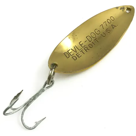 Vintage Eppinger Dardevle Devle Dog 7700, 1/2oz Five of Diamonds / Red / Yellow / Brass fishing spoon #6073