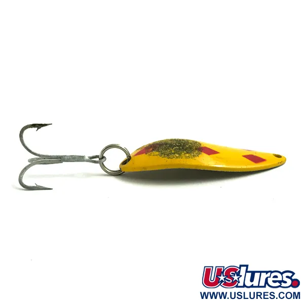 Vintage  Eppinger Dardevle Devle Dog 7700, 1/2oz Five of Diamonds / Red / Yellow / Brass fishing spoon #6073