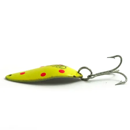 Vintage Eppinger Dardevle Devle Dog 7700 UV, 1/2oz Yellow / Red / Nickel fishing spoon #6075