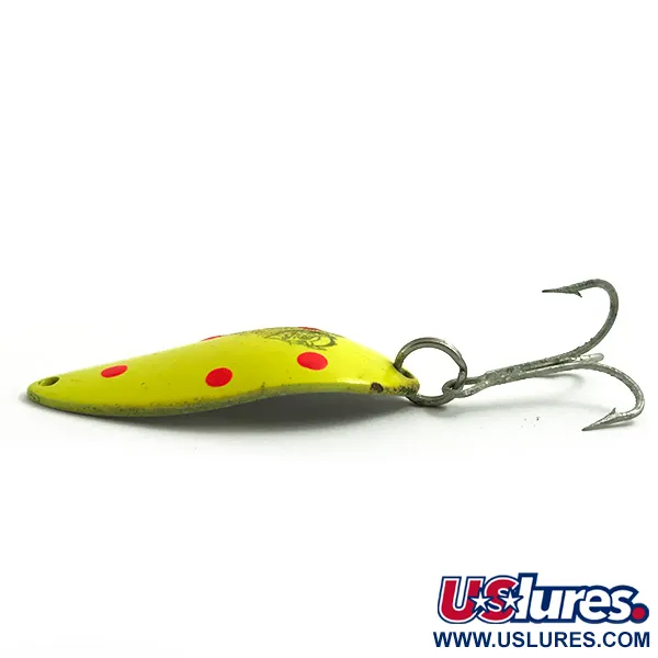 Vintage Eppinger Dardevle Devle Dog 7700 UV, 1/2oz Yellow / Red / Nickel fishing spoon #6075