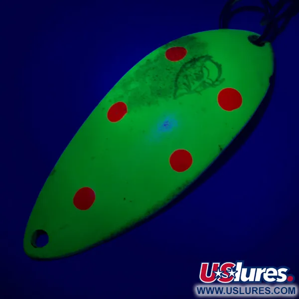 Vintage Eppinger Dardevle Devle Dog 7700 UV, 1/2oz Yellow / Red / Nickel fishing spoon #6075