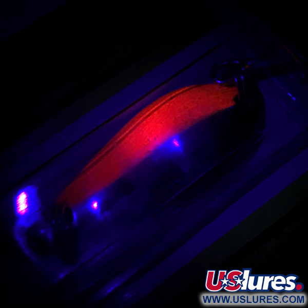  Luhr Jensen Krocodile Stubby UV, 3/16oz Nickel / Orange / UV Glow in UV light, Fluorescent fishing spoon #6085