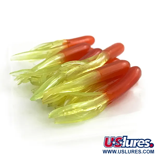 Creme Mini Tail soft bait UV 12pcs, Orange / Green UV Glow in UV light, Fluorescent fishing #13374