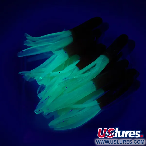 Creme Mini Tail soft bait UV 12pcs, Orange / Green UV Glow in UV light, Fluorescent fishing #13374