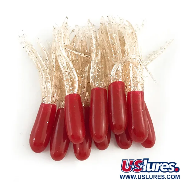 Creme Mini Tail soft bait 12pcs, Red / White / Glitter fishing #13301