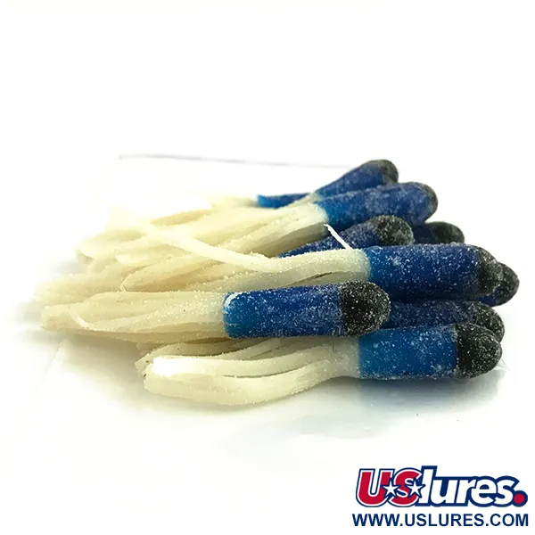 Creme Mini Tail soft bait 20 pcs, White / Blue / Glitter fishing #13377