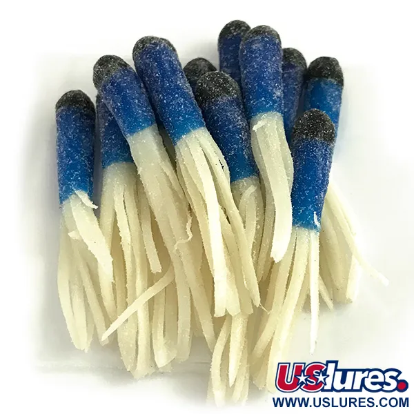 Creme Mini Tail soft bait 20 pcs, White / Blue / Glitter fishing #13377