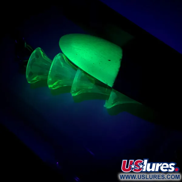  Luhr Jensen TEE Spoon UV, 1/2oz Green / Fluorescent Yellow Glow in UV light, Fluorescent spinning lure #6128