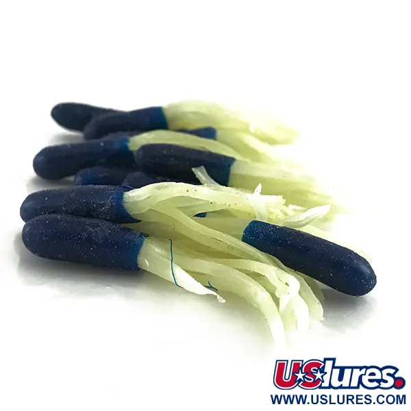 Creme Mini Tail soft bait UV 20pcs, Blue / White UV Glow in UV light, Fluorescent fishing #14569