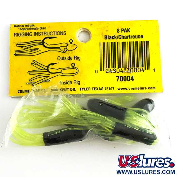  Creme Lure Co Creme Maxi Tail soft bait UV,  Black / Green UV Glow in UV light, Fluorescent fishing #6145