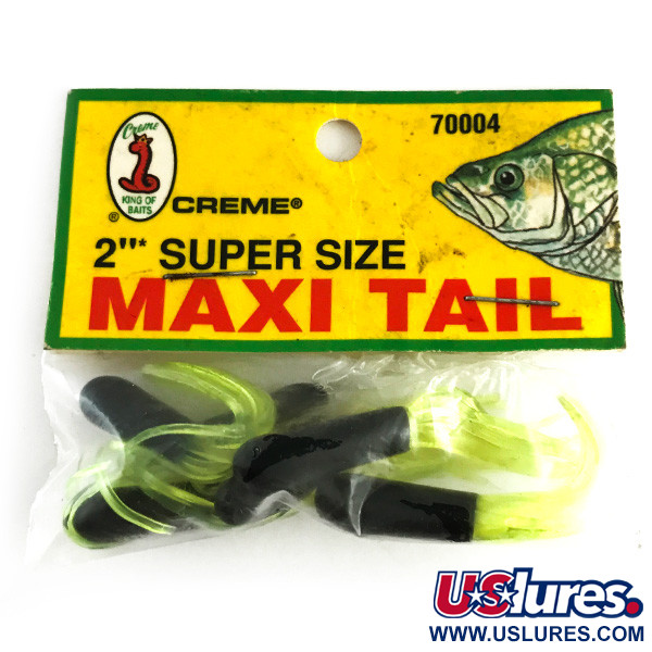 Creme Lure Co Creme Maxi Tail soft bait UV, Black / Green UV Glow
