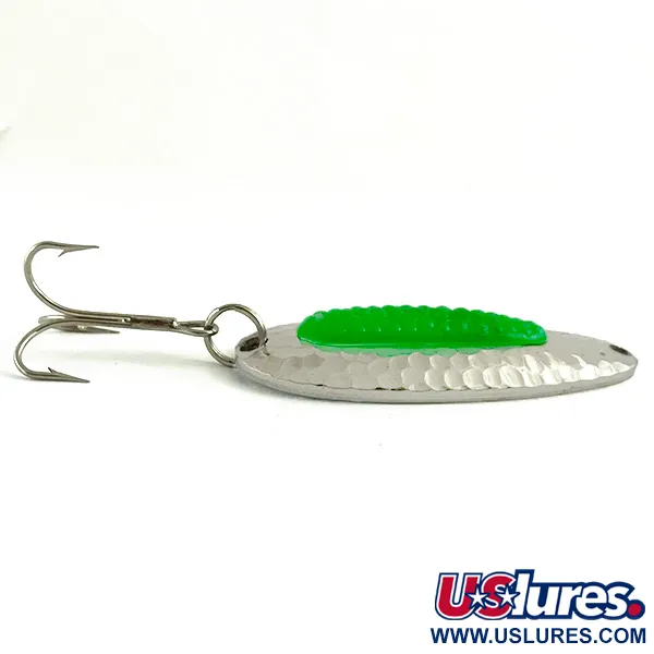 Vintage   Blue Fox Pixee UV, 3/4oz Hammered Nickel / Green fishing spoon #6171