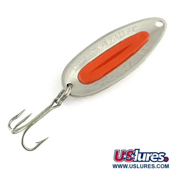 Vintage   Blue Fox Pixee UV​ , 1/4oz Hammered Nickel / Pink fishing spoon #6172