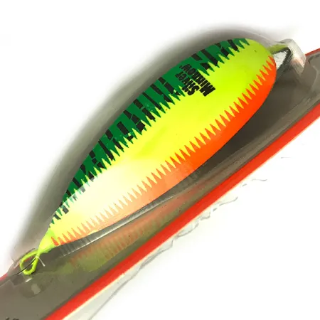 Weedless Johnson Silver Minnow, 3/4oz Orange / Green / Yellow / Nickel / UV Glow in UV light, Fluorescent fishing spoon #6192