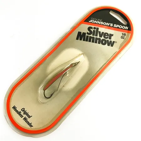 Weedless Johnson Silver Minnow, 3/16oz Green / Orange / Nickel fishing spoon #6193