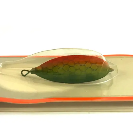 Weedless Johnson Silver Minnow, 3/16oz Green / Orange / Nickel fishing spoon #6193