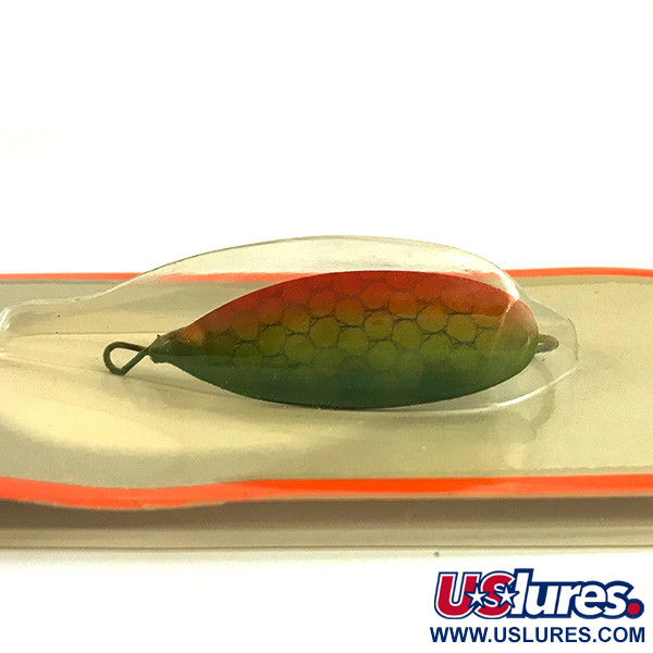   Weedless Johnson Silver Minnow, 3/16oz Green / Orange / Nickel fishing spoon #6193