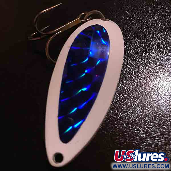 Luhr Jensen Krocodile Stubby, 3/4oz White / Rainbow Blue fishing spoon #6197
