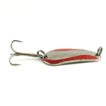 Vintage Acme Wob-L-Rite, 1/3oz Hammered Nickel / Red fishing spoon #6207