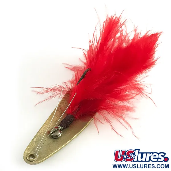 Vintage   Weezel bait Rex Spoon, 2/5oz Brass / Red fishing spoon #6208