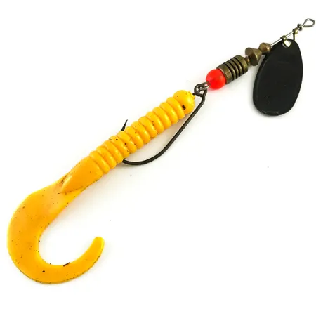 Vintage Mepps Black Fury Combo Killer 2, 1/4oz Black / Yellow spinning lure #6218