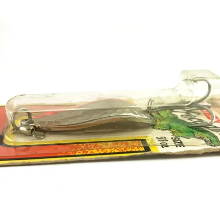 Luhr Jensen Krocodile Stubby UV, 2/3oz Hammered Nickel / Red UV Glow in UV light, Fluorescent fishing spoon #6222