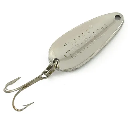 Vintage Nebco Tor-P-Do 1, 1/4oz Hammered Nickel / Black fishing spoon #6235