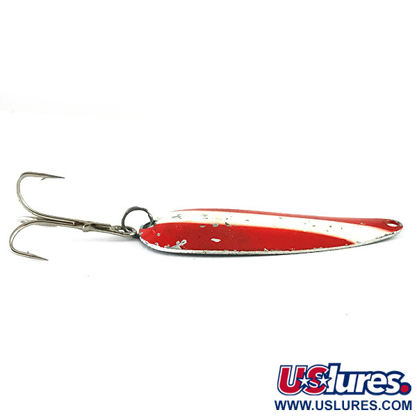 Vintage  Worth Chippewa, 1/2oz Red / White / Nickel fishing spoon #6244