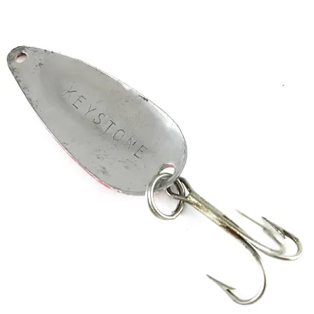 Vintage Unknown Keystone, 3/16oz Red / White / Nickel fishing spoon #6245