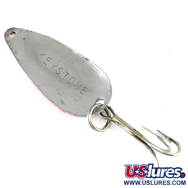 Vintage  Unknown Keystone, 3/16oz Red / White / Nickel fishing spoon #6245
